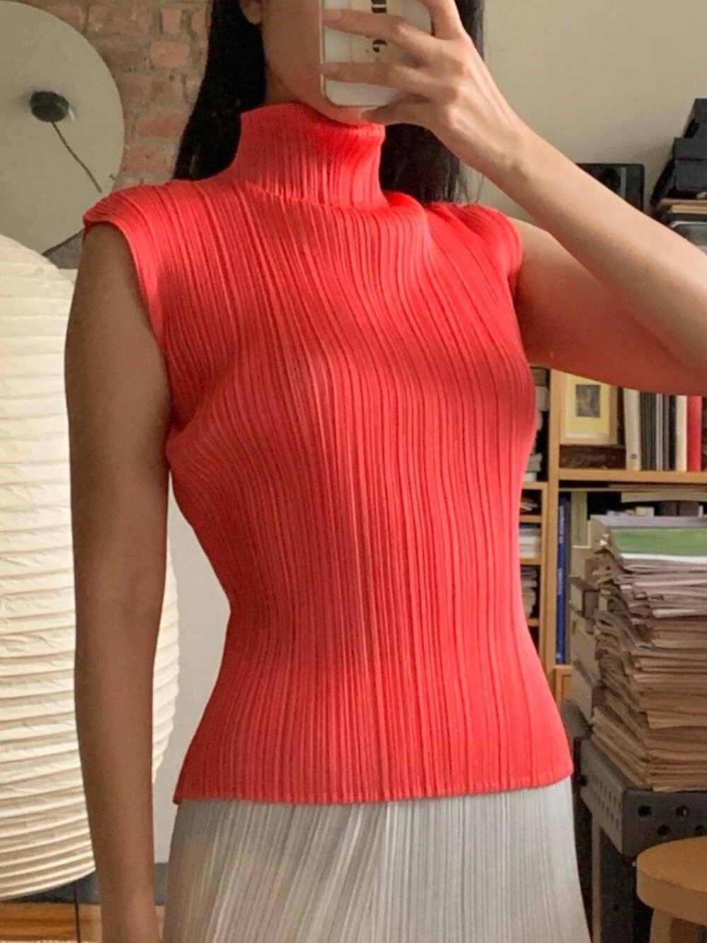 Issey Miyake Pleats Please Pink Turtleneck Tank JP3